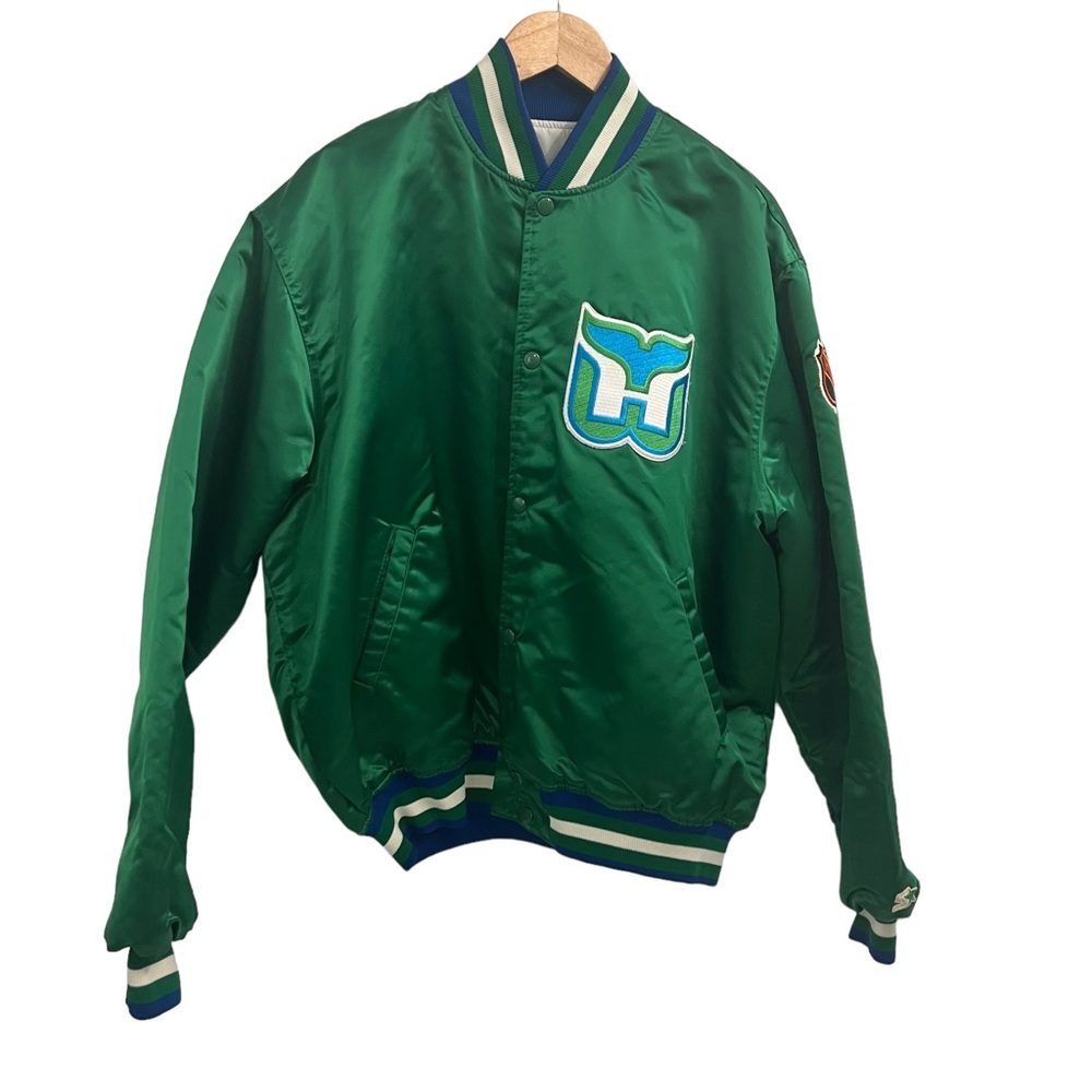Rare Vintage Hartford Whalers Green Satin Starter Jacket Men's Xl